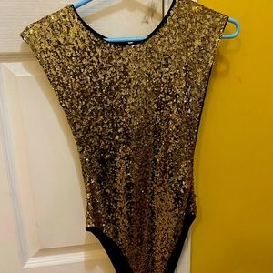 Gold muscle bodysuit SIZE: medium